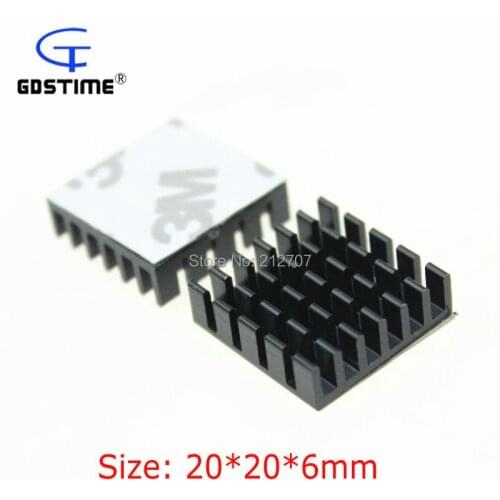 100 Pieces/lot Gdstime 20x20x6mm Black Heatsink IC CPU Aluminum Radiator Heatsinks