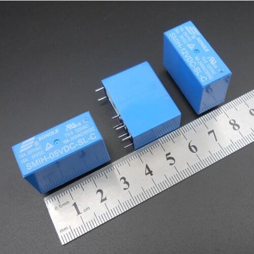 20Pcs SONGLE Power Relay 8 Pins SMIH-05VDC-SL-C SMIH-12VDC-SL-C SMIH-24VDC-SL-C SMIH DC 5V 12V 24V 16A 8-Pin Conversion *FD704-6