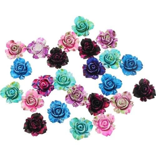 50Pcs 14x15mm Resin Flowers Crafts Decorations Flatback Cabochon Scrapbooking For Embellishment Nail Stickers Accessories