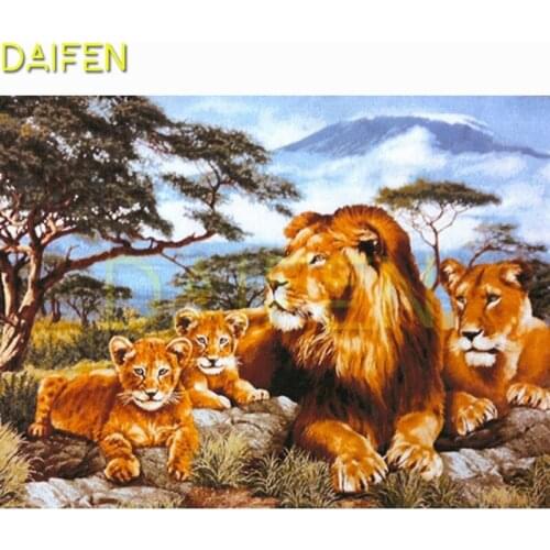 DIY 3D Diamond painting Cross stitch Lion Full Square Diamond embroidery Lion Mountain Tree Full Round Diamond mosaic Lion tree