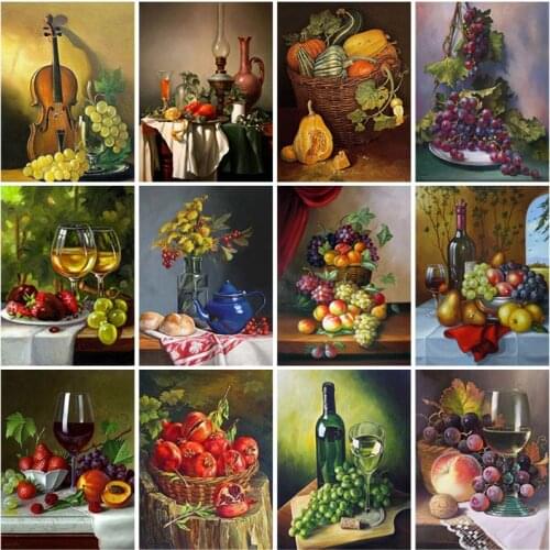 DIY 5D Diamond Painting Full Square Resin Mosaic Diamond Embroidery Cross Stitch Kits Wall Art Colorful Fruit Dish Home Decor