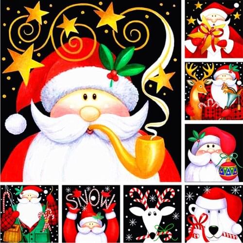 Diamond Embroidery Santa Claus Christmas Gift Diamond Painting Cartoon Cute Deer, Snowman DIY Mosaic Painting Kids Gift for Xmas