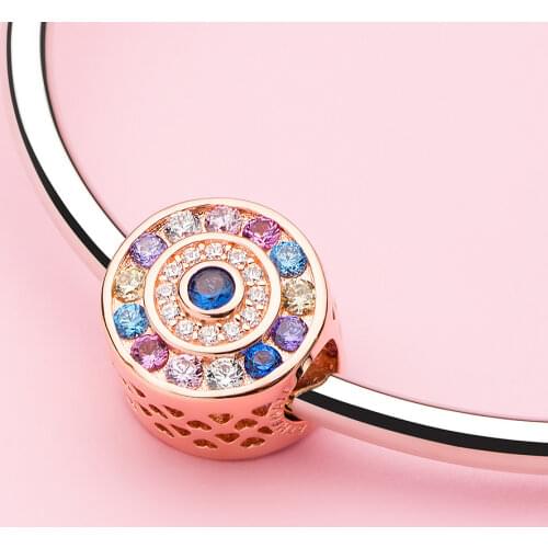 ATHENAIE Silver Alloy Multi-colored Shine Zircons Rainbow Bead Charms Fit European Bracelet Necklace DIY Jewelry