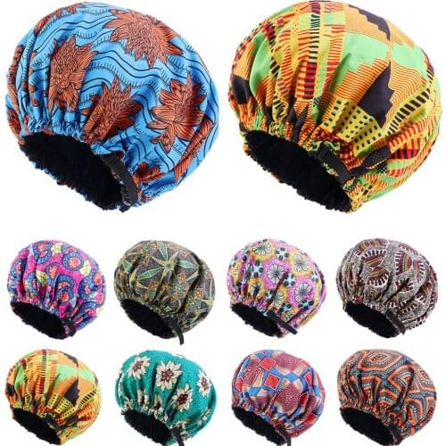 Big Size Stain African Print Turban Women Satin Bonnet Hat Night Sleep Cap Hair Care Head Cover Wrap Nightcap Headwear Adjust