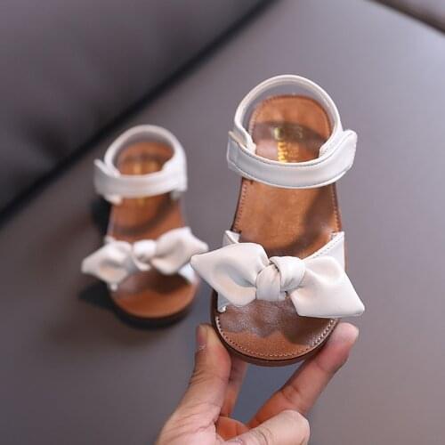 Toddler Baby Shoes Summer Korean Childrens Little Girls Butterfly-knot Non-slip Kids Flat Open Toe Beach Princess Sandals Shoes
