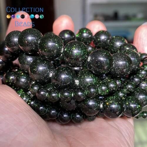 Natural Green Sand Stone Spacer Loose Round Beads For Jewelry Making 4-12 MM DIY Bracelets Beads Accessories 15" Wholesale