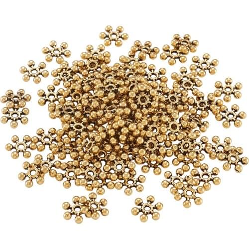 100pcs Antique Golden/Silver Color Snowflake Beads Spacers For Needlework Beading Bracelet Necklace Earring Jewelry Making