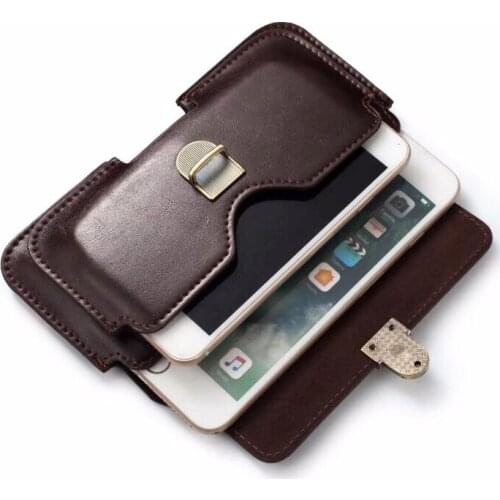 Dual Pouch Leather Waist Belt Phone Case For Huawei Honor 20 Pro Lite Magic 2,Y9 (2019),Enjoy 9,P Smart (2019),nova 4,P Smart Z