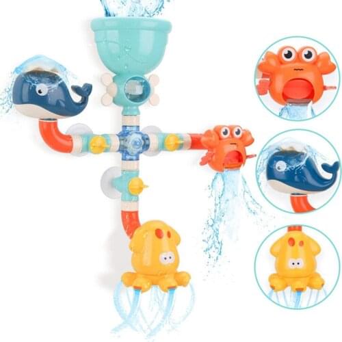 Baby Bath Toy DIY Building Spray Water Sprinkler Toys Water Game Cartoon Cute Animal Bathroom Bathtub Summer Play for Kids