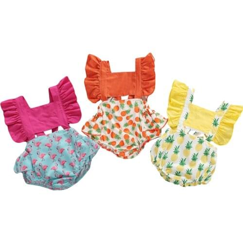 Newborn Kids Baby Girls Clothes Floral Jumpsuit Casual Ruffle Bodysuit Sunsuit Summer Outfits Set