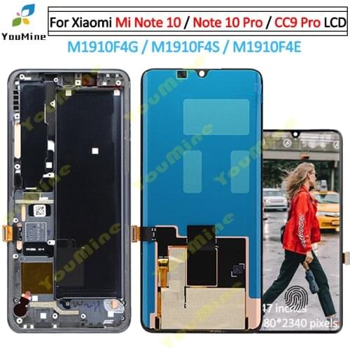 Super AMOLED For Xiaomi MI Note 10 note10 Pro LCD Display Touch Panel Screen Digitizer Assembly For Xiaomi note10 cc9 pro lcd