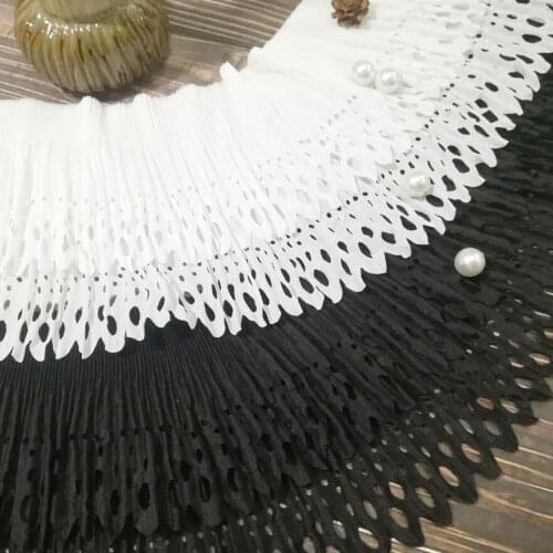 1Yards Elastic Lace Trim Ribbon Black White Tulle Lace Fabric 15cm Cotton Lace Fabric Applique Sewing Materials Bridal Dress QA7