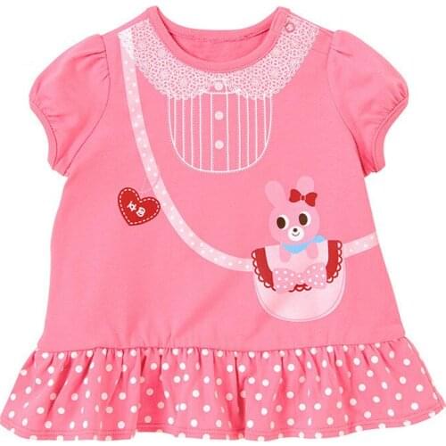 2019 Baby Kids girls short Sleeve cute sweet Cartoon Rabbit Butterfly ruffle hem t-shirt tops Summer Clothes lm001h