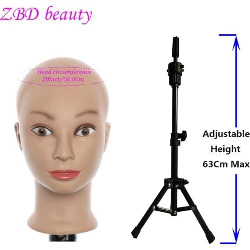 Training Head With Wigs Stand Doll head For Make Up Practicing Female Bald Mannequin Head With Wigs Stand Or With Tripod