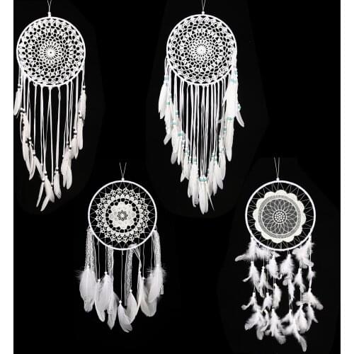 1PC Lace White Tassel Catching Monternet Large Dream Catcher Creative Feathers Pendant Wedding Home hanging Decoration