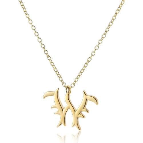 Cursive English letter W name Sign Personality pendant chain necklace alphabet Initial sign friend family gift necklace jewelry