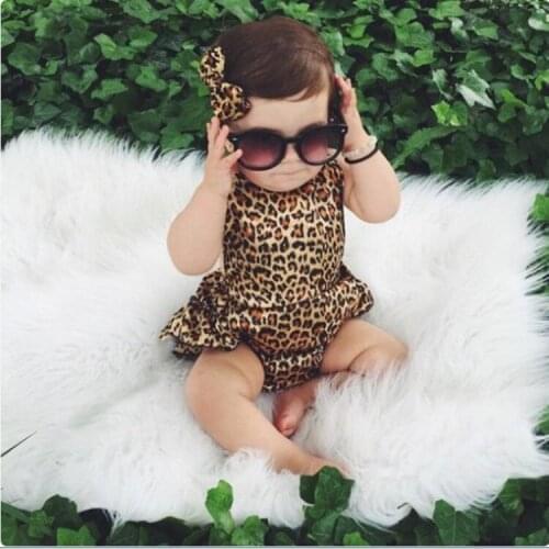 Baby Summer Clothing Newborn Baby Girl Clothes Leopard Sleeveless Bodysuit Playsuit Jumpsuit Outfits Sunsuit