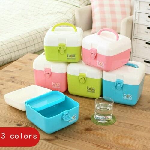 3 color PP plastic household portable medicine cabinet childrens medicine storage box small medical storage box first aid kit