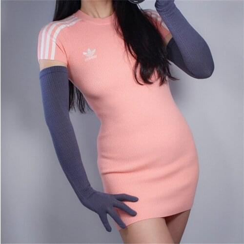 Fashion Long Wool Gloves 55cm Knitting Five Fingers High Elasticity Wool Women Dark Gray S00235-3