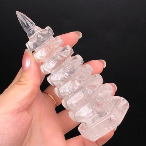 Natural white crystal hand-carved ornaments Wenchang Tower