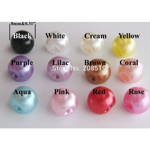 NBNOAN NEW!!! 8mm ABS Pearl buttons sewing Hole kids shirt Button decoration 200pcs/lot 12 colors Free shipping
