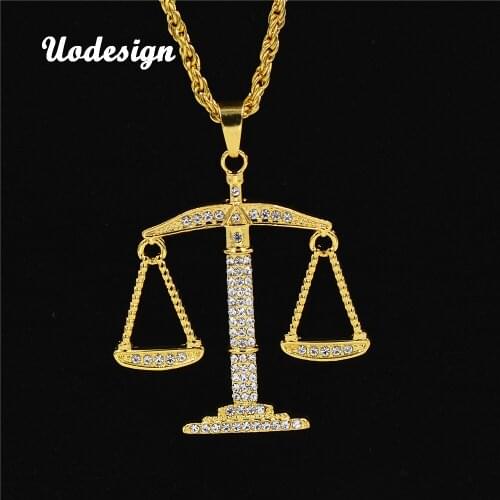 Uodesign US Dollar Money Necklace & Pendant Alloy Gold Color Chain For Women/Men Rhinestone Hip Hop Bling Jewelry