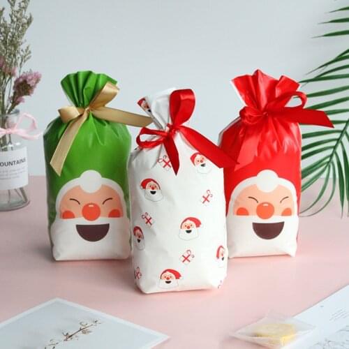 15Pcs 15*23cm New Year Gift Bag Christmas Candy Cookies Packing Bag Xmas Santa Claus Gift Biscuits Plastic Bags For Party Decor