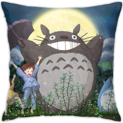 Totoro Plush Anime Decorative Pillow Case Throw Pillow Case Red Square Pillow Case Home Decoration Unique Pillow Case
