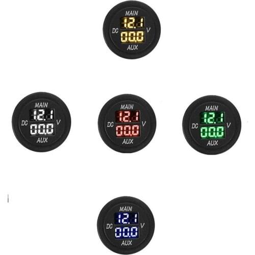 DC 12V-24V Waterproof AUX LED Dual Voltmeter Battery Monitor Voltage Gauge for Boat MarineTruck ATV UTV Car Camper Caravan