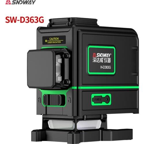 SNDWAY 12-line 3D laser level vertical level high-precision automatic leveling strong light wall sticker 360° cross line H-D363G