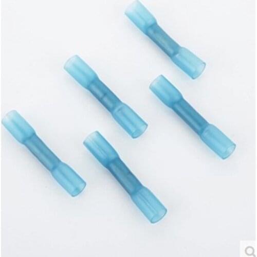 10pcs BHT2 16-14 Transparent blue Heat Shrink Electrical Butt Connectors Crimp Wire Cable Terminals transparent blue 1.5-2.5mm2