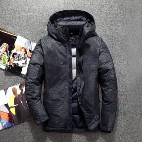 Hight Quality Mid Long Hooded Down Coat Male Slim Fit Casual Thick Duck Down Jacket Men Luxury Down Jacket Mens Winter