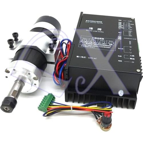 ER11 600W high speed air cooled spindle kit 11000RPM 0.6NM Brushless spindle with 220V brushless motor driver