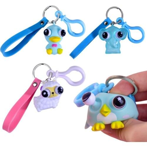 Explosive decompression winking eye animal cartoon doll car key ring chain bag pendant couple Funny Girl Accessories