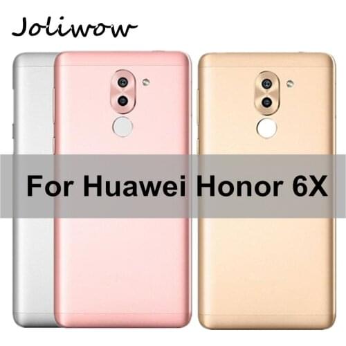 For Huawei Honor 6X Battery Cover Spare Parts Back Battery Cover Door Housing Side Buttons + Camera Flash Lens Replacement