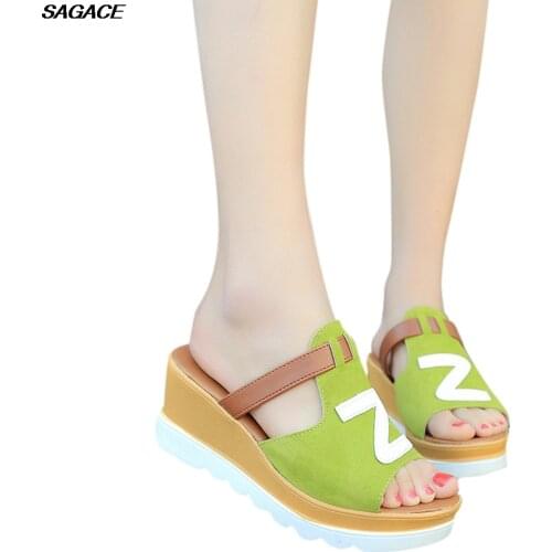 SAGACE Women Fashion Solid Color Wedges Peep Toe Flatform Shoes Sandals Slipper Sandalia Feminina Beach Summer Shoes Praia C24