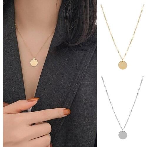 Women Lady Necklace Chain Round Pendant Simple Chokers Jewelry Decoration Gifts B99
