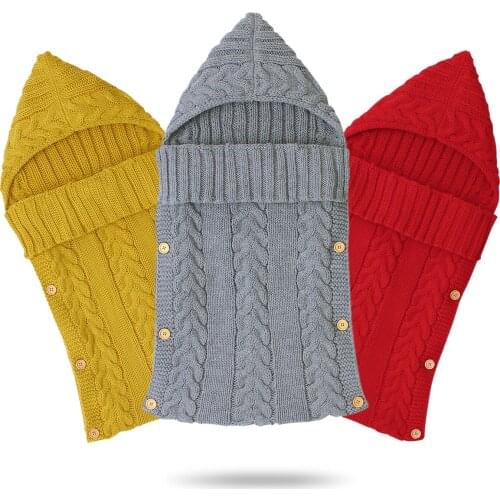 Infant Newborn Baby Boy Girl Winter Warm Sleeping Bag Knitted Swaddle Wrap Swaddle Stroller Wrap Babies Bedding Bag 0-6M