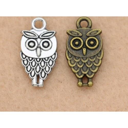 10PCS Tibetan Silver Plated Owl Charms Pendants Jewelry Making Bracelet Diy Craft Findings 18x10mm