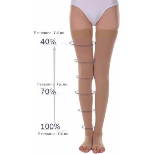 2pcs=1Pair silicone Don't slip Compression Stockings Varicose Veins 30-40mmHg Pressure length Medical for woman Stockings