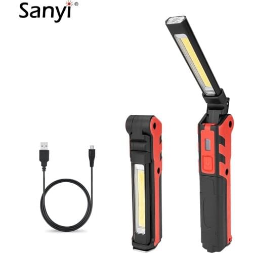 2 in 1 USB Rechargeable COB LED Flashlight Magnetic Work Light Inspection Lamp Camping Tent Lantern Hand Torch Built-in Battery