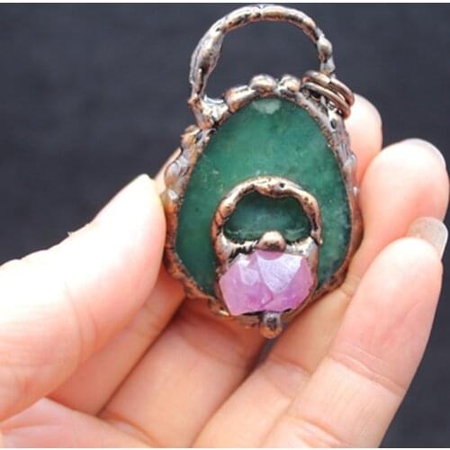 New Style 3pcs/Lot Natural Stone Slice Stone Pendant Amethystss Paved Australian Jadess Antique Finish Loop Jewelry Making