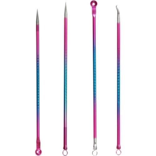 4Pcs Needle Blackhead Remover Pimple Extractor Popper for Acne Comedone Blemish Whitehead Zit Removal Tool