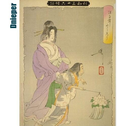 5D Japanese Art Diamond Painting Portrait Peony Lantern Diamond Mosaic DIY Round Diamond Cross Stitch Rhinestone Art Gift