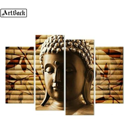 ARTBACK 5d diamond painting Buddha diamond embroidery full square 3d mosaic religious sticker living room decoration 1 set 4pcs