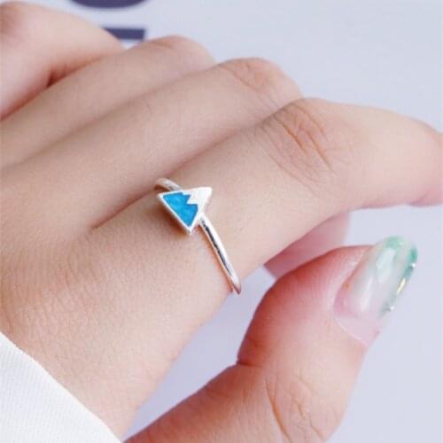 Bohemian Charm Boho Blue Triangle Rings For Women Lover Wedding Bridal Valentines Gifts Men Open Retro Antique Rings