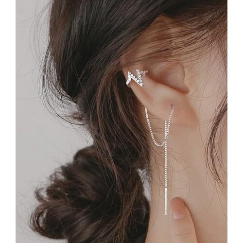 925 Sterling Silver Rhinestone Long Ear Clip Female Unique Design Fashion Temperament Sexy Hot High Jewelry Couple Gift VES7049