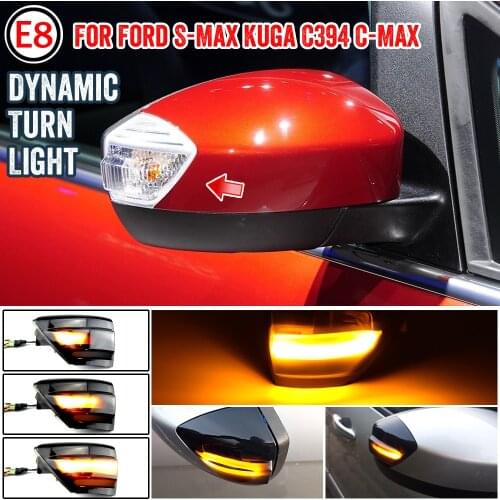 For Ford S-Max 2007-2014 Kuga C394 08-12 C-Max 11-19 LED Dynamic Turn Signal Side Wing Mirror Indicator Light Lamp