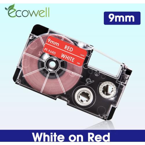 Ecowell 1pcs XR-9ARD White on Red Printer ribbon for Casio 9mm label tape XR 9ARD XR9ARD for Casio KL-60 KL-60SR Label Maker
