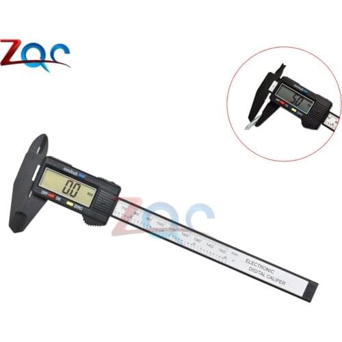Electronic Digital Vernier Caliper 150mm Plastic Carbon Fiber Rule 6" Gauge Micrometer LCD Display Measuring Ruler Tool 0-150mm